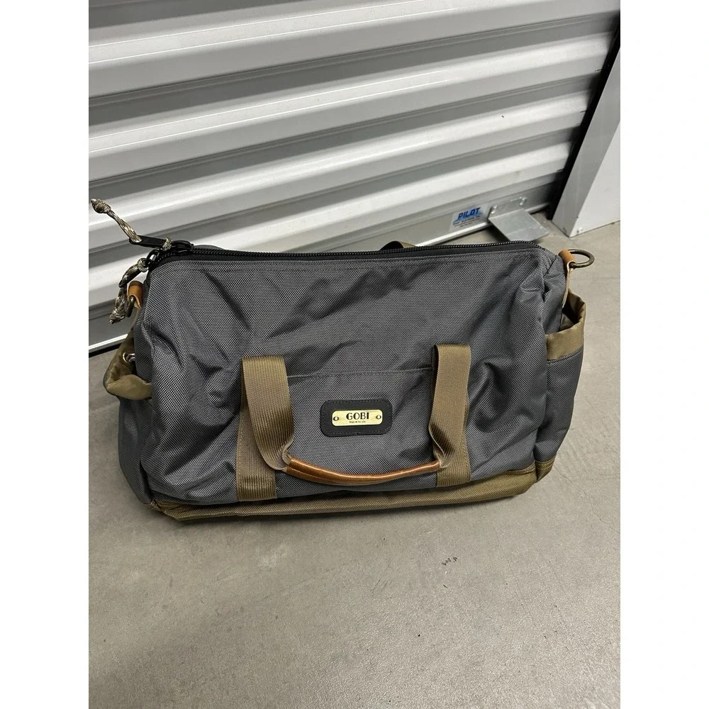 GOBI Duffel Bag Graphite Tan Webbing USA Made Ballistic Nylon Leather